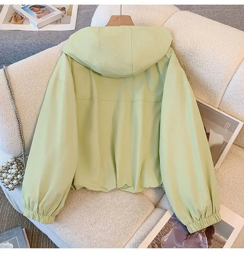 Hooded Zipper Jacket – Women’s Loose Fit