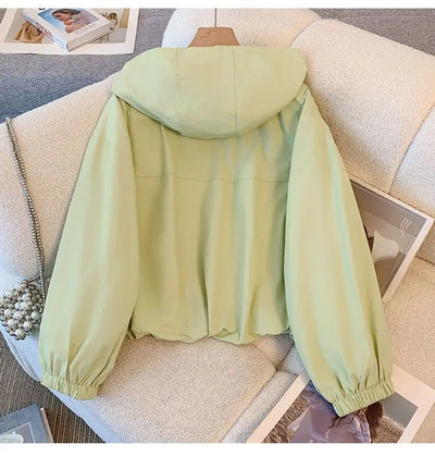 Hooded Zipper Jacket – Women’s Loose Fit