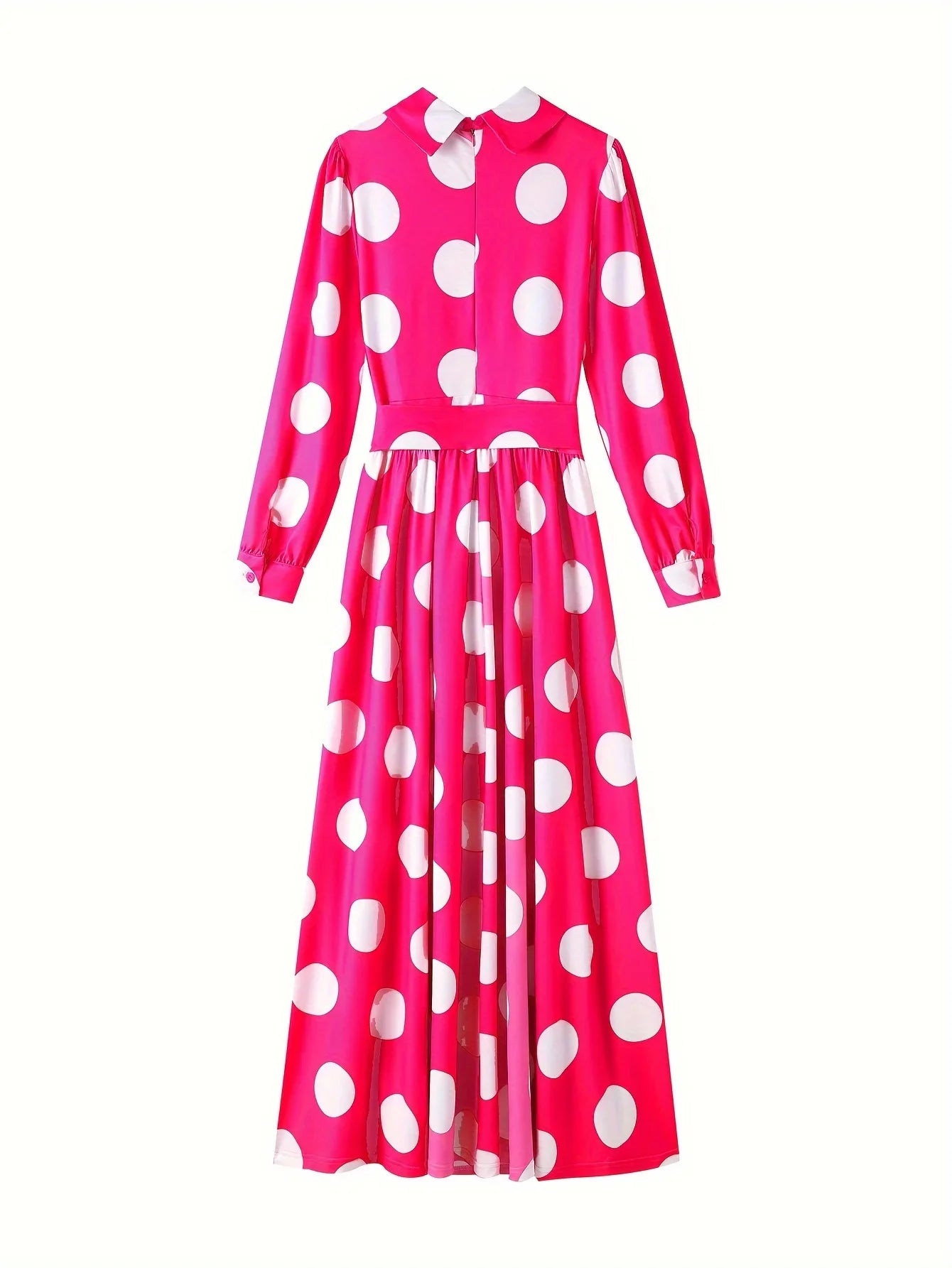 Polka Dot Maxi Dress – Elegant Bow Tie Casual Style