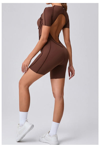 Backless Scrunch Jumpsuit – Women’s Fitness Yoga Romper