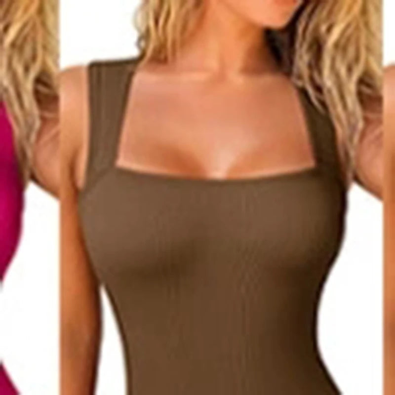 Square Neck Sleeveless Bodysuit