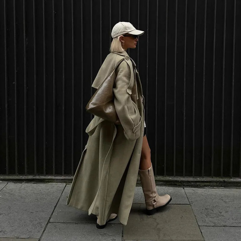 Wool Blend Coat – Elegant Belted Winter Wear