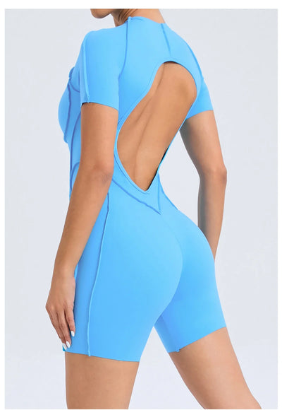 Backless Scrunch Jumpsuit – Women’s Fitness Yoga Romper