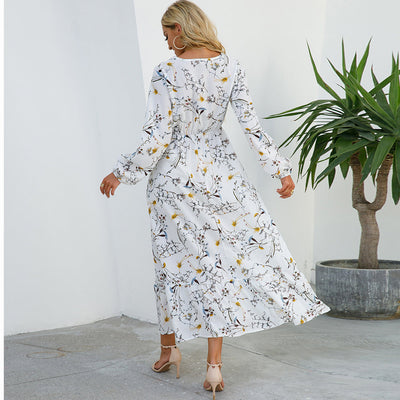 Bohemian Floral Maxi Dress – High Waist Chiffon Look