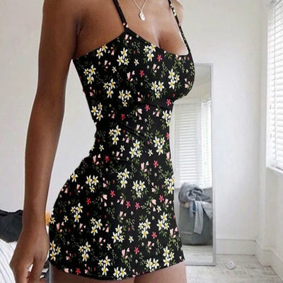 Backless Floral Slip Dress – Strapless Mini Bodycon Party Style