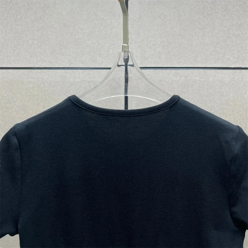 Cotton Knit Bodysuit – Slim Fit Round Neck Tee