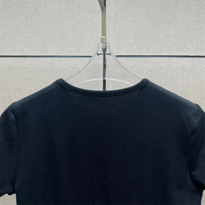 Cotton Knit Bodysuit – Slim Fit Round Neck Tee
