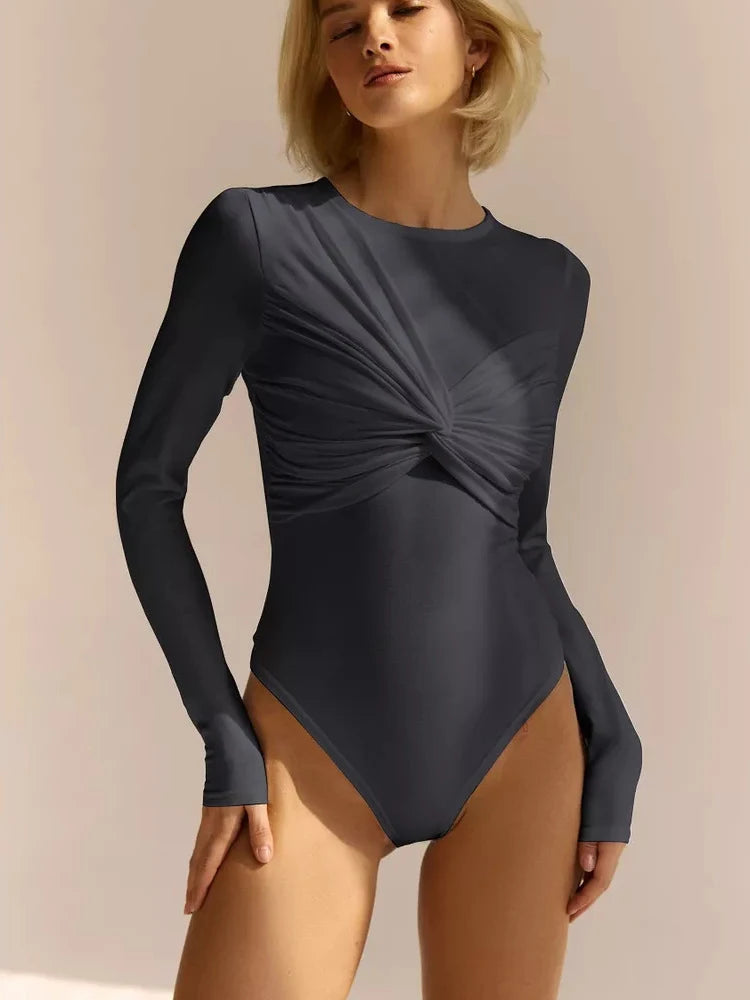 Y2K Off Shoulder Long Sleeve Bodysuit