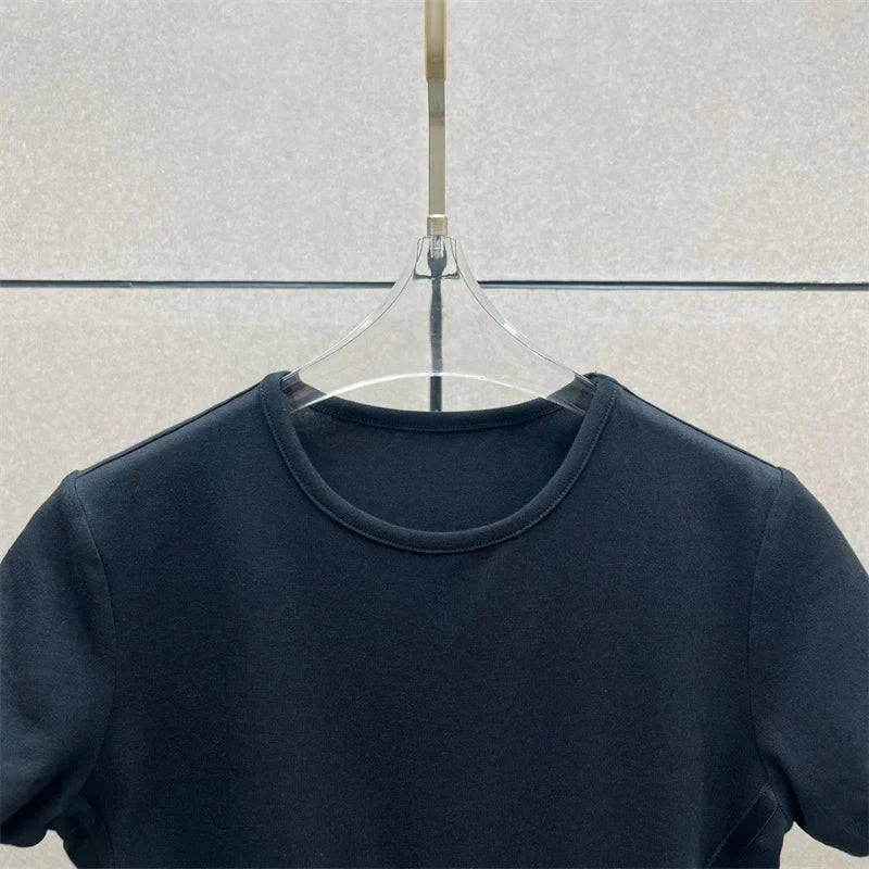 Cotton Knit Bodysuit – Slim Fit Round Neck Tee