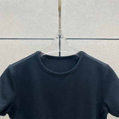 Cotton Knit Bodysuit – Slim Fit Round Neck Tee