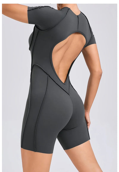 Backless Scrunch Jumpsuit – Women’s Fitness Yoga Romper