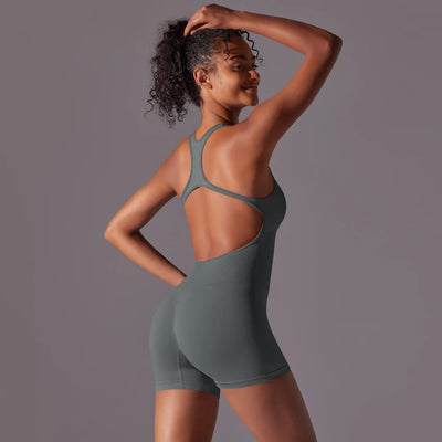 Backless Fitness Bodysuit – Sleeveless Yoga Jumpsuit