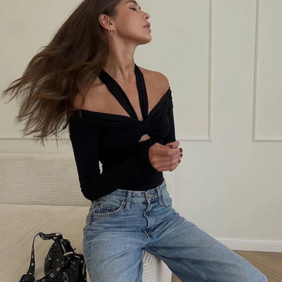 Off-Shoulder Long Sleeve Bodysuit – Sexy Slim Fit Streetwear