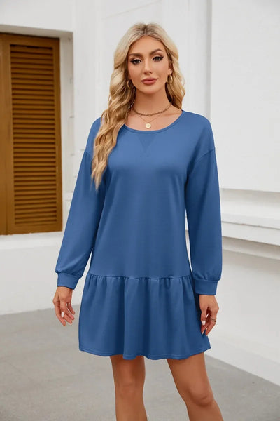 Sweater Bodycon Dress – Solid Round Neck Autumn Look