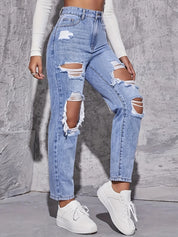 American Retro Hole-punched Jeans