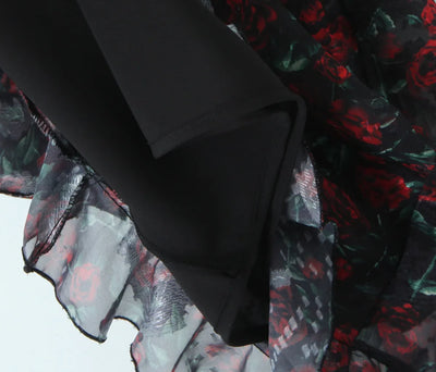 Vintage Floral Bodycon Midi Dress – Black Tie Front (Summer 2025)