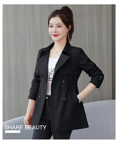 Slim Pink Trench – Women’s Korean Style Coat