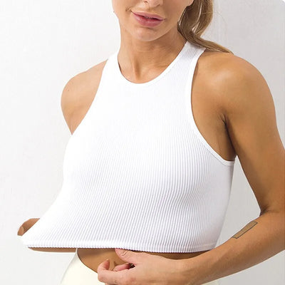 Seamless Ribbed Crop Tank – Breathable Workout Top