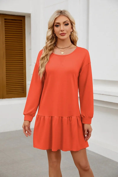 Sweater Bodycon Dress – Solid Round Neck Autumn Look