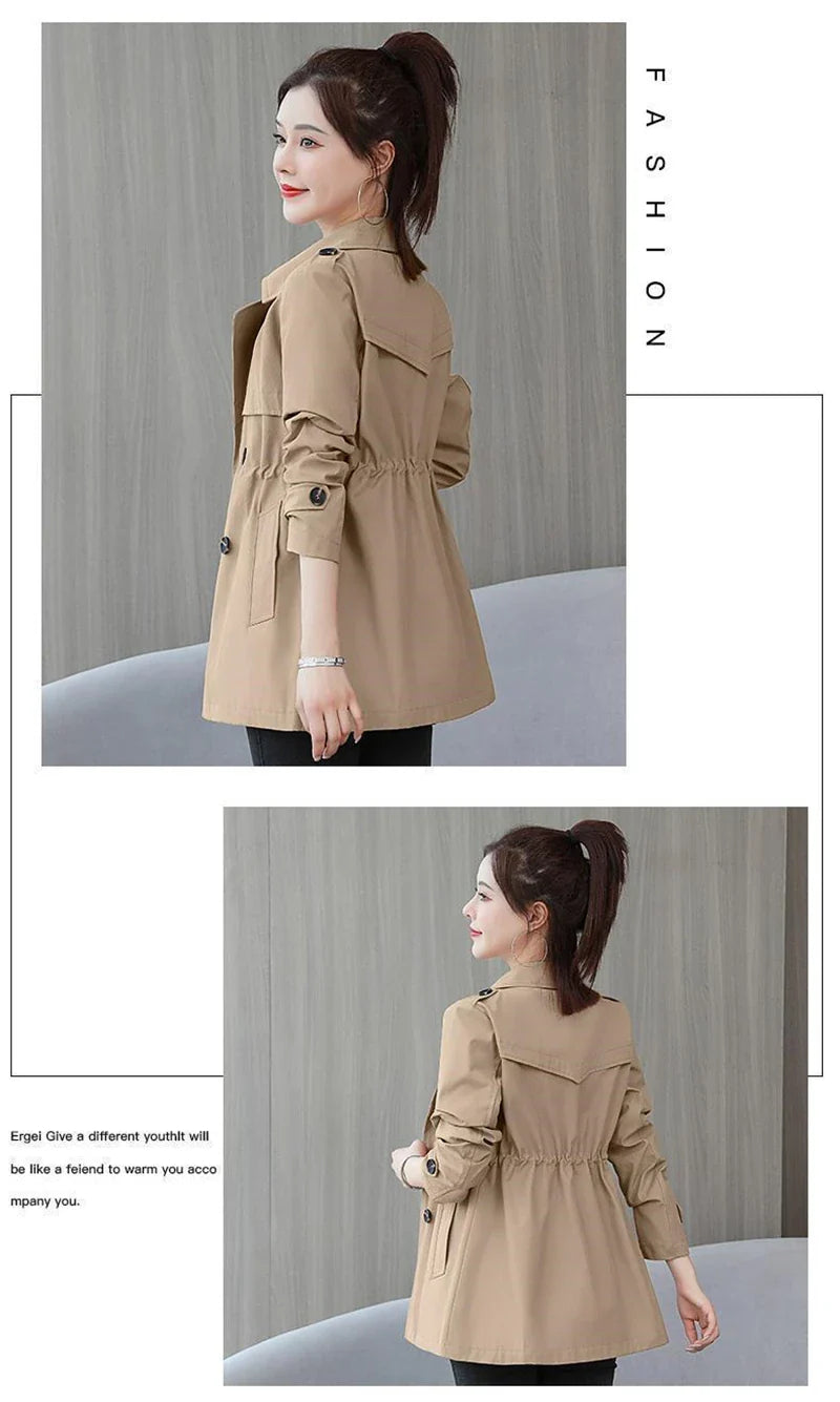 Slim Pink Trench – Women’s Korean Style Coat