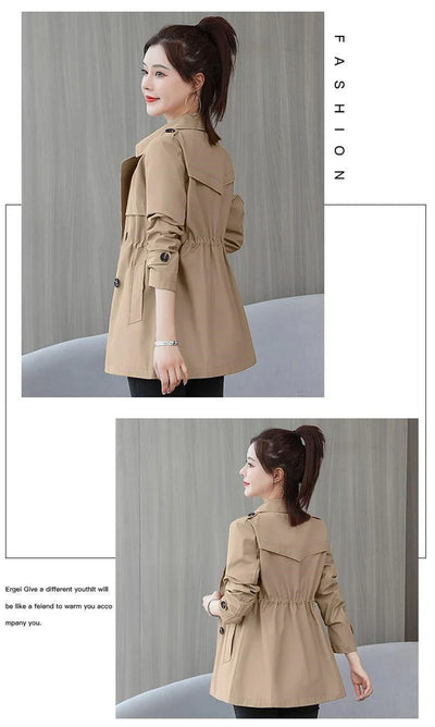 Slim Pink Trench – Women’s Korean Style Coat