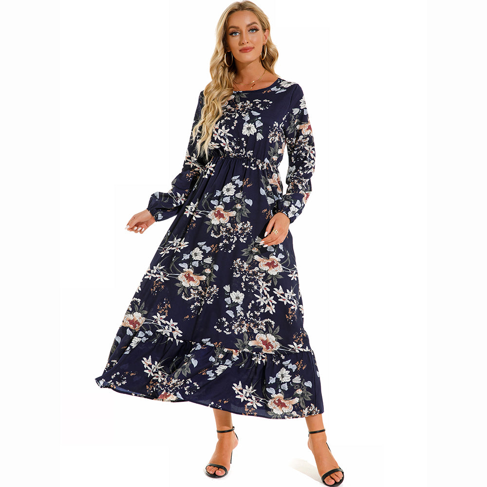 Bohemian Floral Maxi Dress – High Waist Chiffon Look