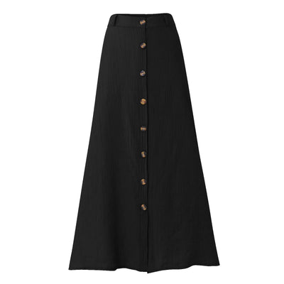 Boho High Waist Button Midi Skirt – Daily & Beach Wear