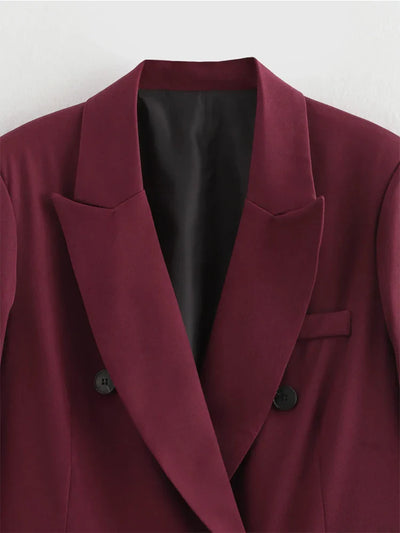 Burgundy Long Blazer – Women’s Formal Jacket