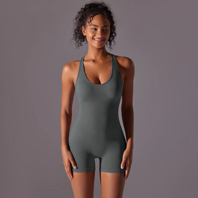 Backless Fitness Bodysuit – Sleeveless Yoga Jumpsuit