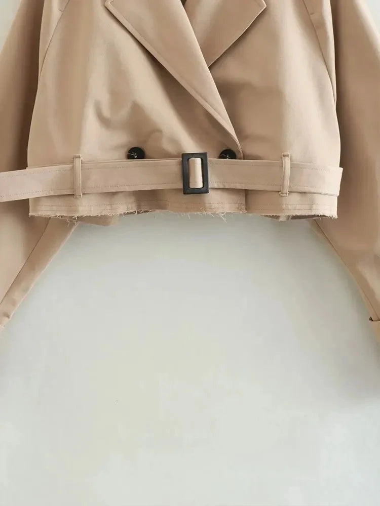 Belt Cropped Trench Spring Jacket