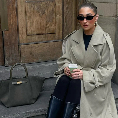 Wool Blend Coat – Elegant Belted Winter Wear