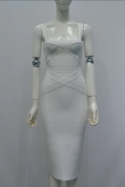 2024 Bandage Bodycon Midi Dress – Royal Spaghetti Strap Party Style