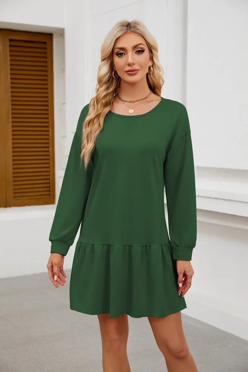 Sweater Bodycon Dress – Solid Round Neck Autumn Look