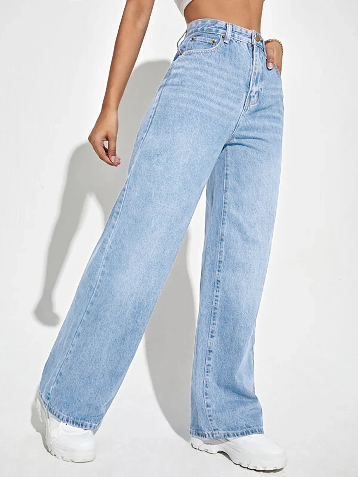 European and American loose Denim wide leg pants