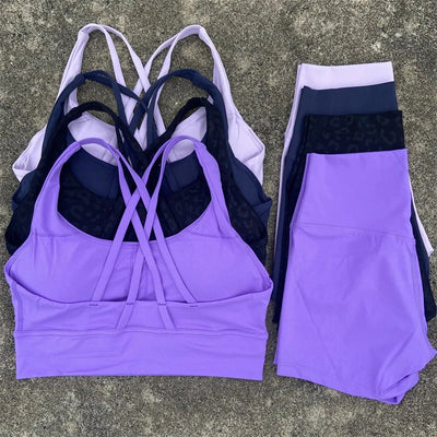 2-Piece Workout Set – Cross Back Bra & High Waist Shorts