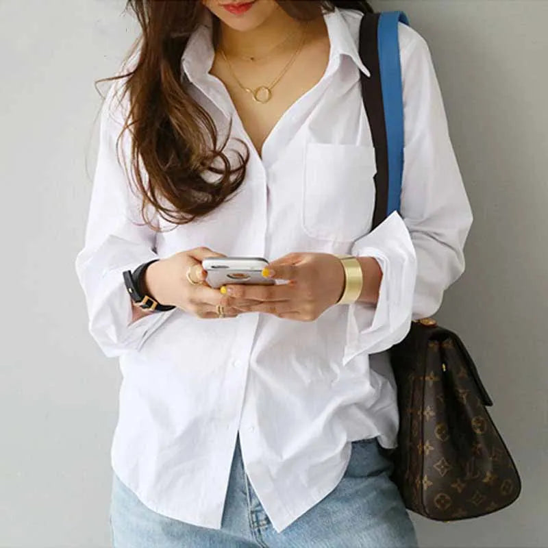 Blusas Casual Cotton Blouse