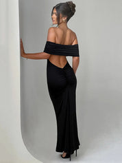 Strapless Backless Off Shoulder Maxi Dress