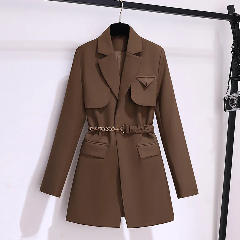 Korean Style Blazer – Women’s Lace-Up Jacket