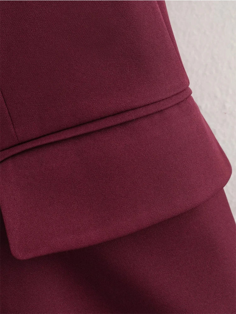 Burgundy Long Blazer – Women’s Formal Jacket