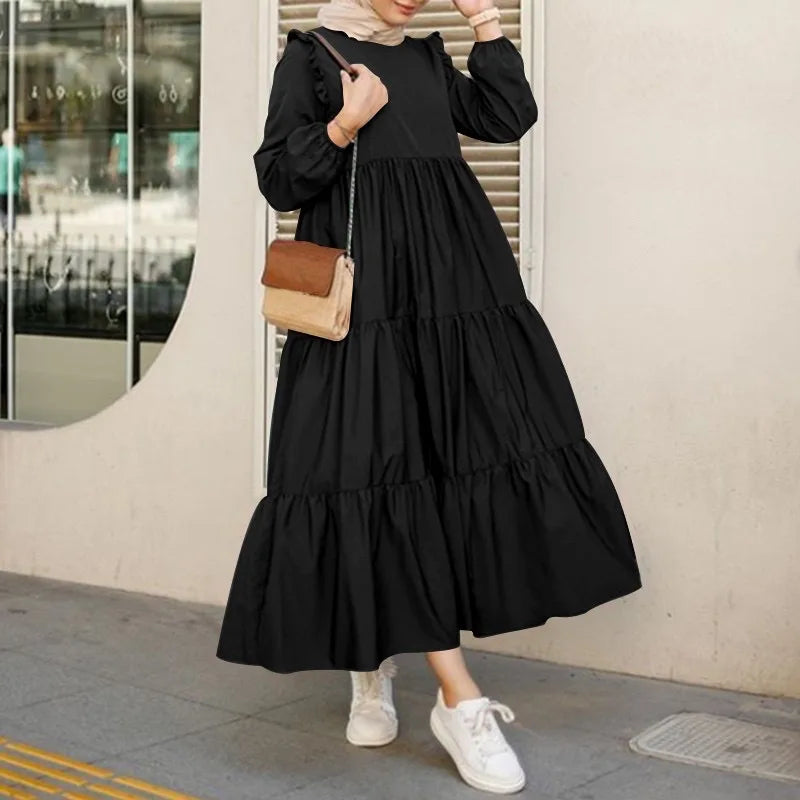 2025 Modest Maxi Dress – Vintage O-Neck Islamic Kaftan Abaya Style