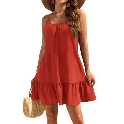 Spaghetti Strap Ruffle Dress – Sleeveless Beach Look