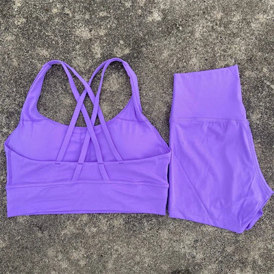 2-Piece Workout Set – Cross Back Bra & High Waist Shorts