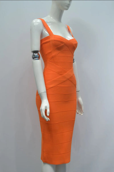 2024 Bandage Bodycon Midi Dress – Royal Spaghetti Strap Party Style