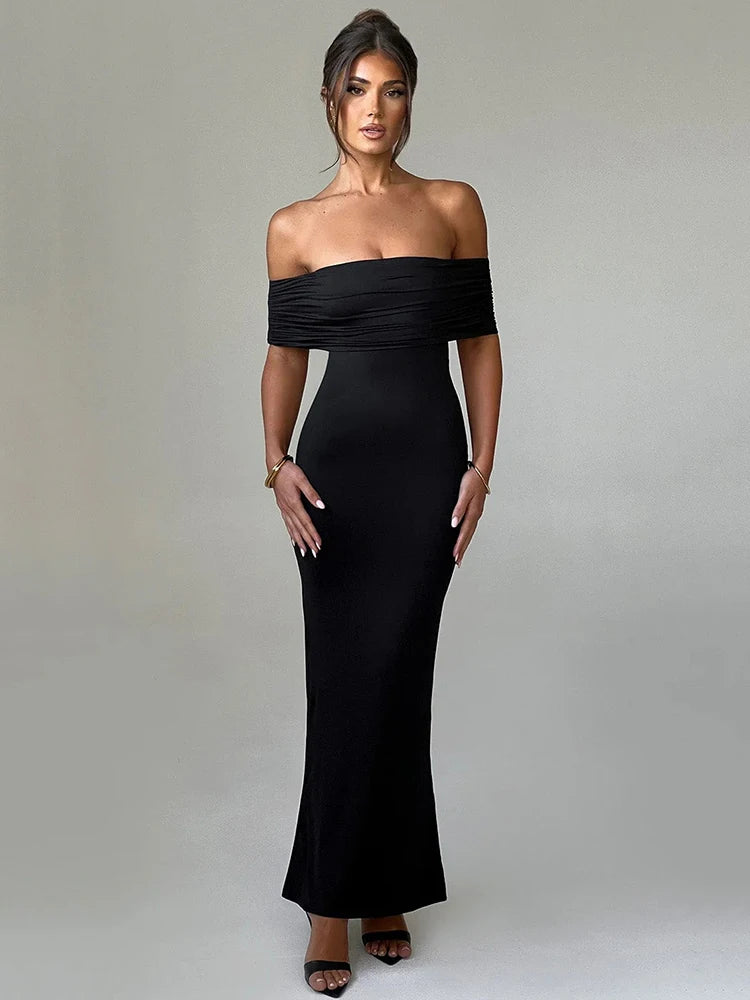 Strapless Backless Off Shoulder Maxi Dress