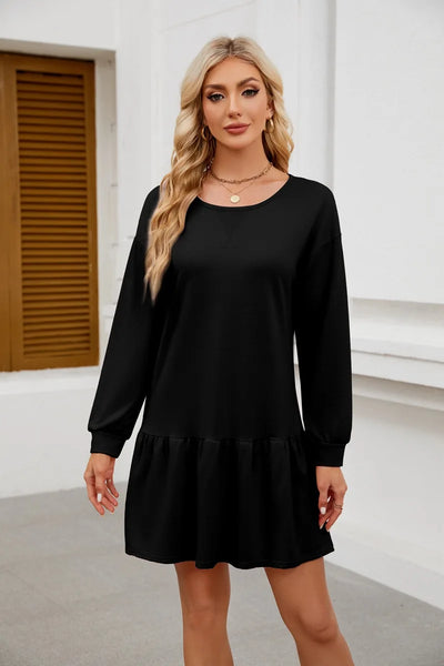 Sweater Bodycon Dress – Solid Round Neck Autumn Look