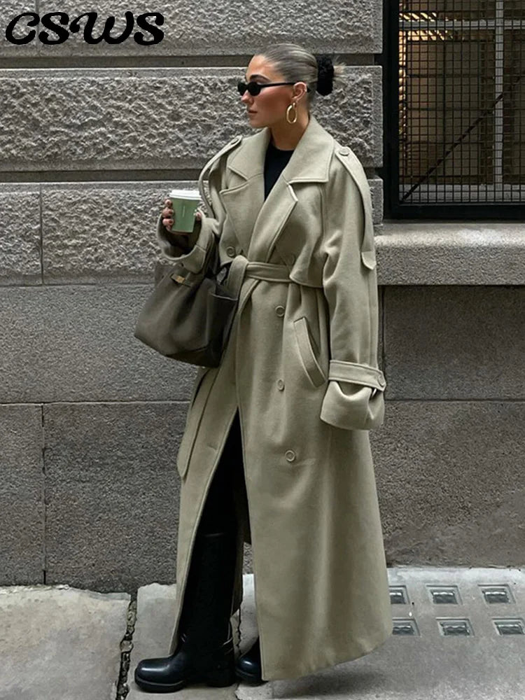 Wool Blend Coat – Elegant Belted Winter Wear