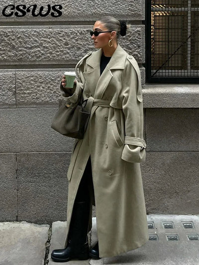 Wool Blend Coat – Elegant Belted Winter Wear