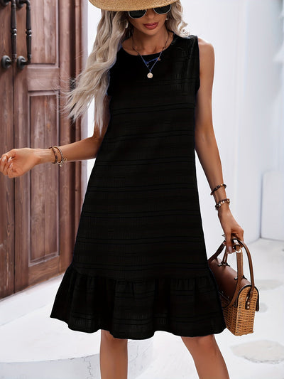 Textured Crew Neck Tank Dress