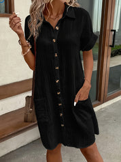Casual Button-Up Shirt Dress