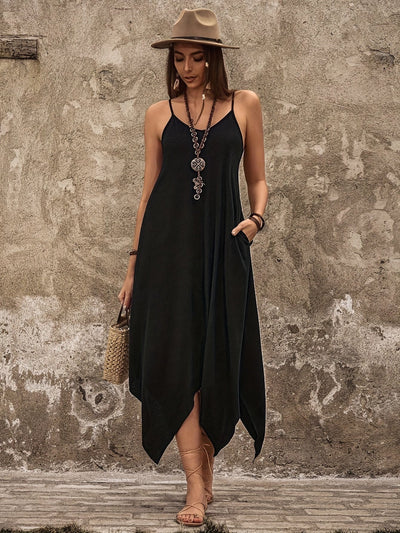 Elegant Olive Spaghetti Strap Dress